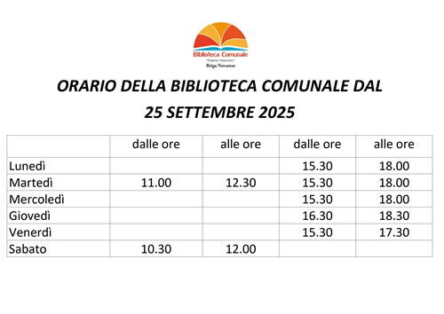 Orario della Biblioteca Comunale